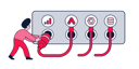 Bir uzmanın GA4 hattını bir patch panel üzerinde Ads ve BigQuery girişlerine bağlaması
