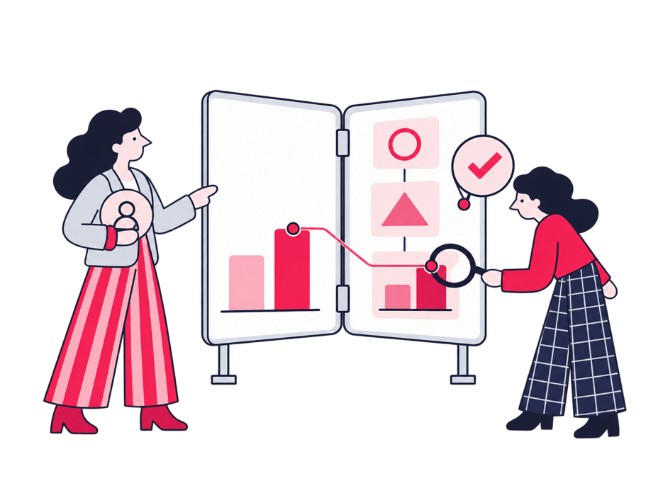 Editor comparing a customer interview transcript with an approved case study draft