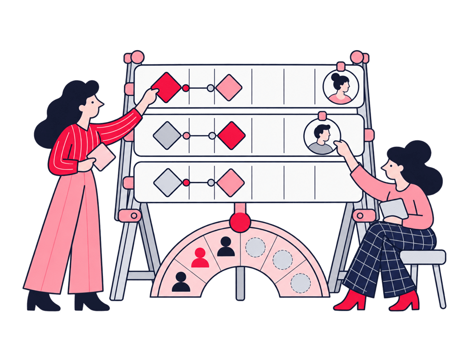 Sequenced editorial calendar filling in with prioritized topics against writer and expert availability