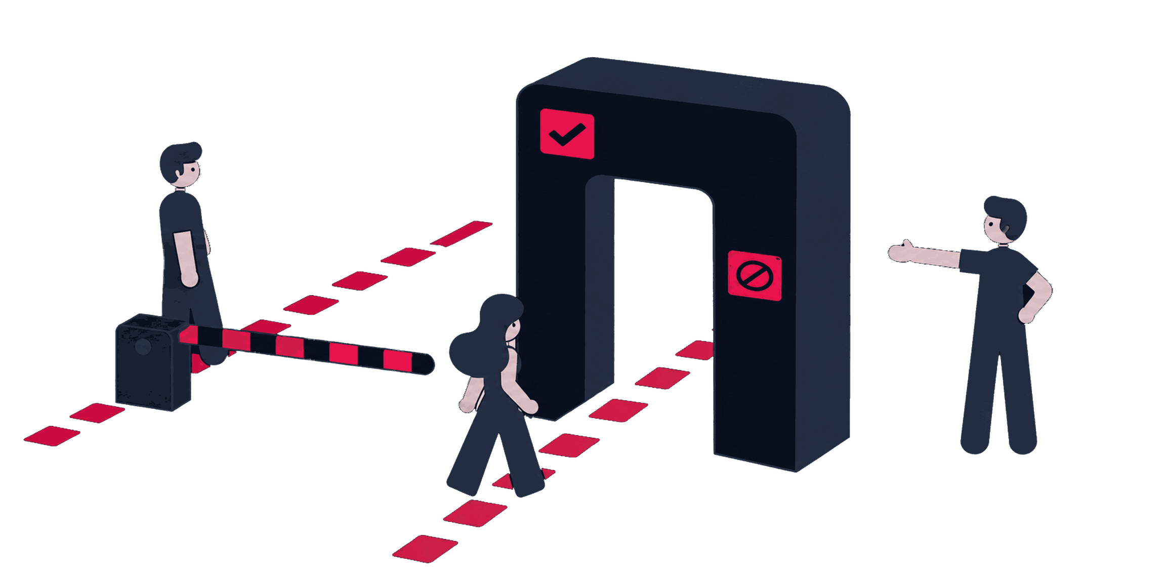 A gatekeeper at a consent gate with allowed and blocked signal lanes
