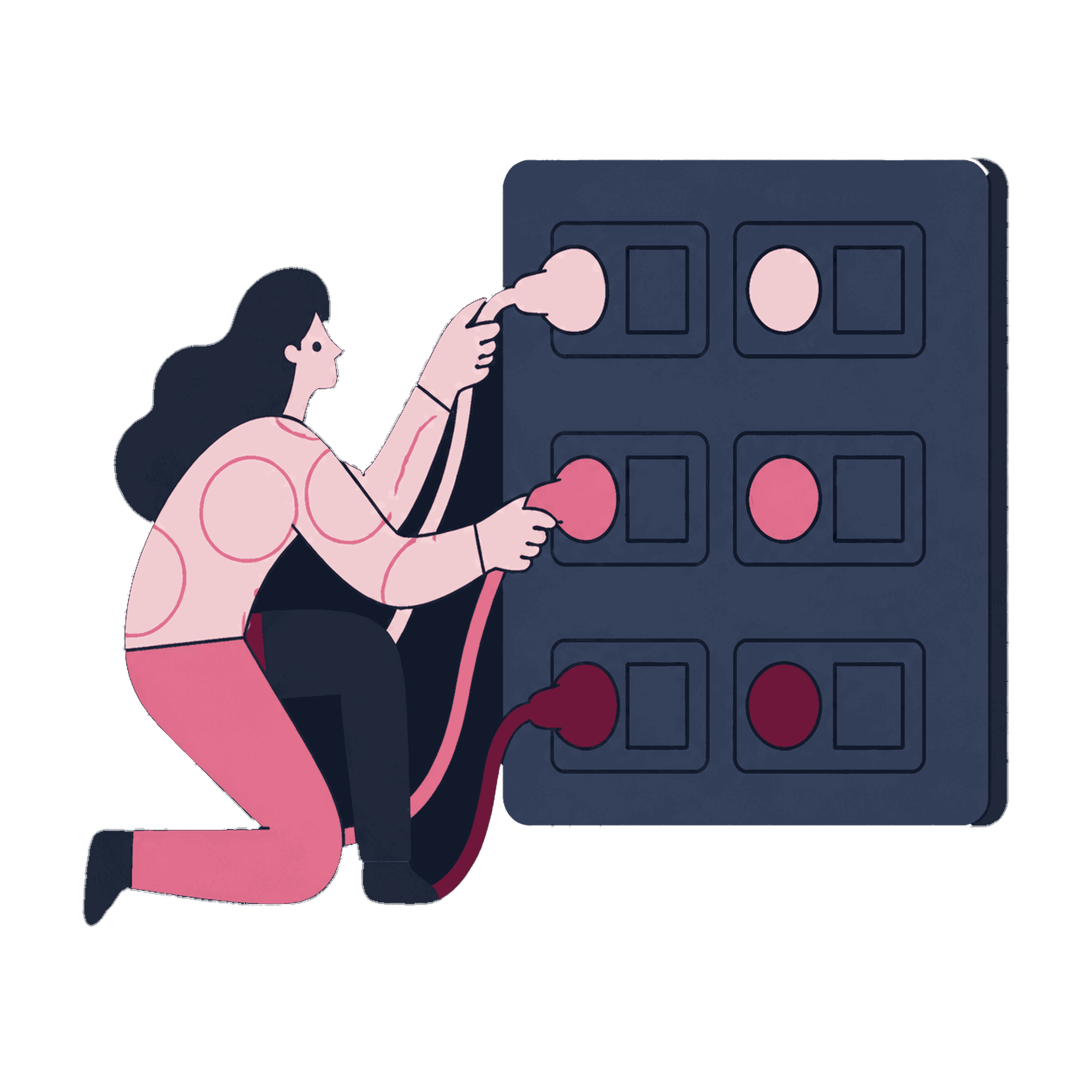A Zeo technician wiring conversion tags to a switchboard of ad platforms