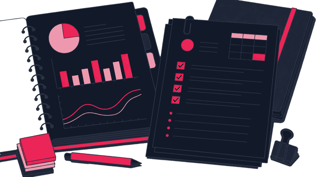 An insight deck and a one-page decision memo on a table