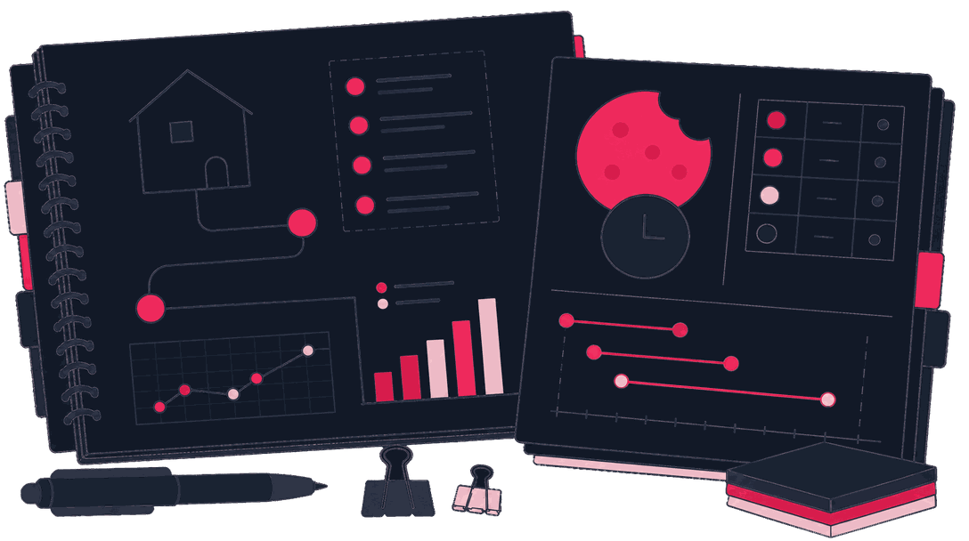 A first-party architecture poster and a cookie-lifetime reference card