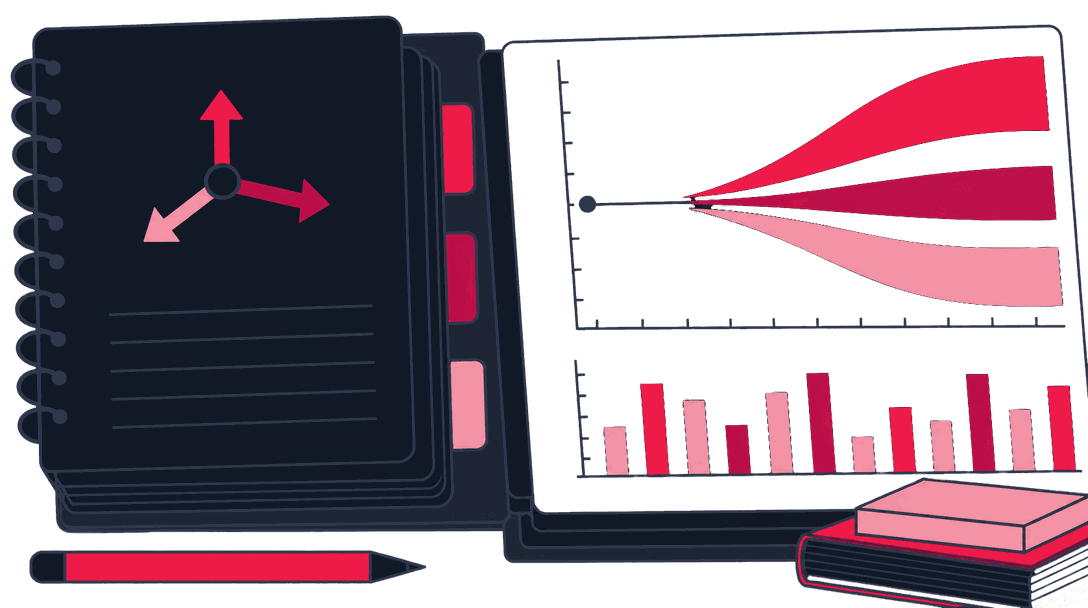 A scenario workbook and a forecast band chart