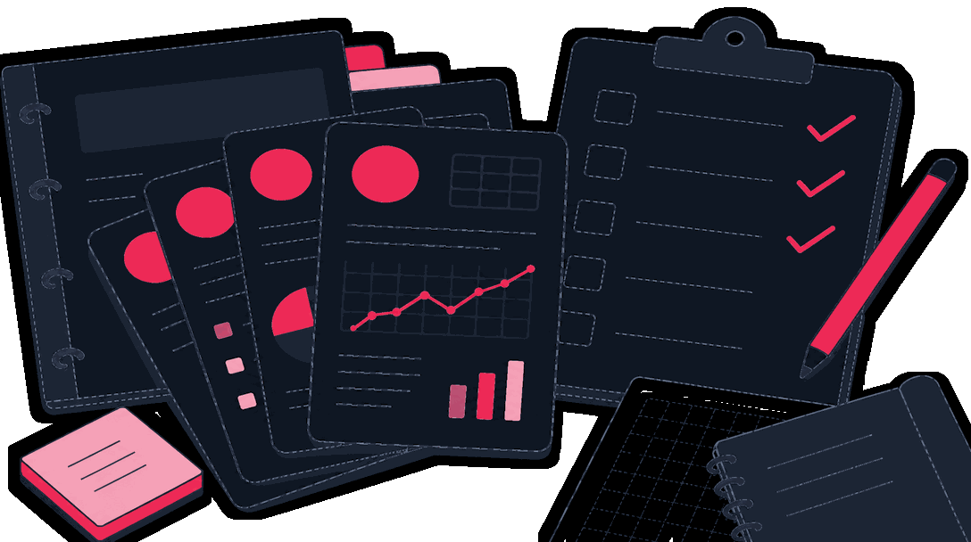 Event dictionary cards and a conversion checklist laid out on a table