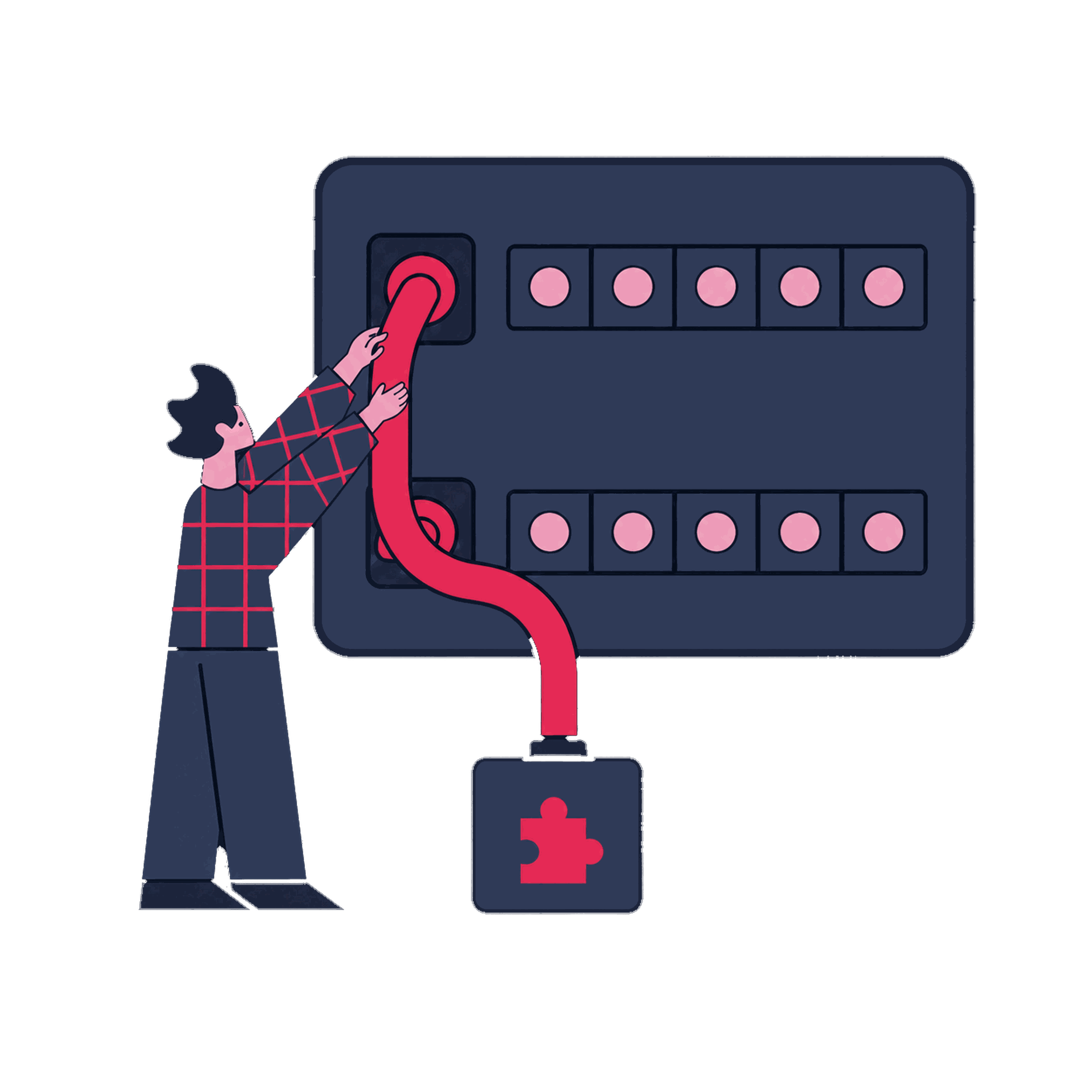 A Zeo specialist connecting a GA4 pipe to Ads and BigQuery sockets on a patch panel
