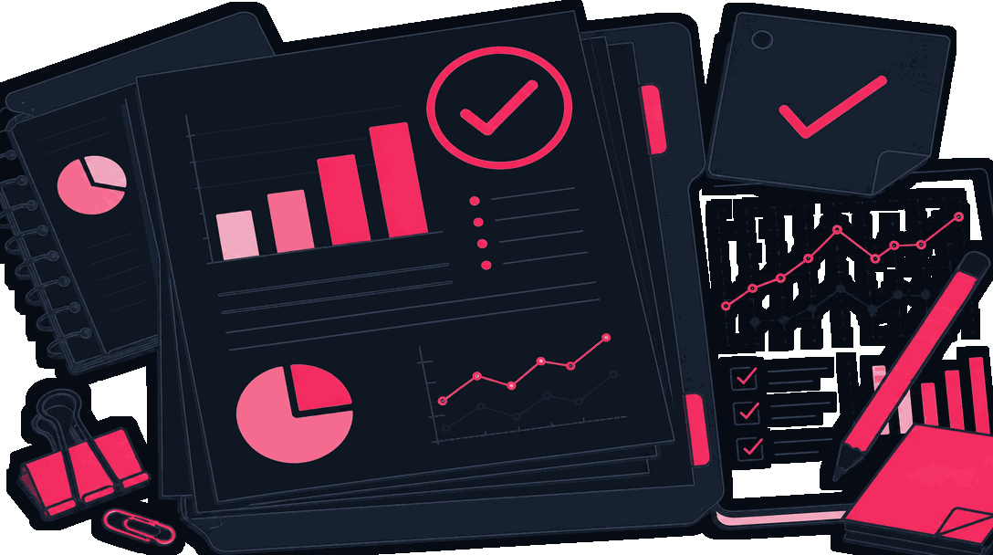 A validated report pack with a "checked" stamp and a variance note