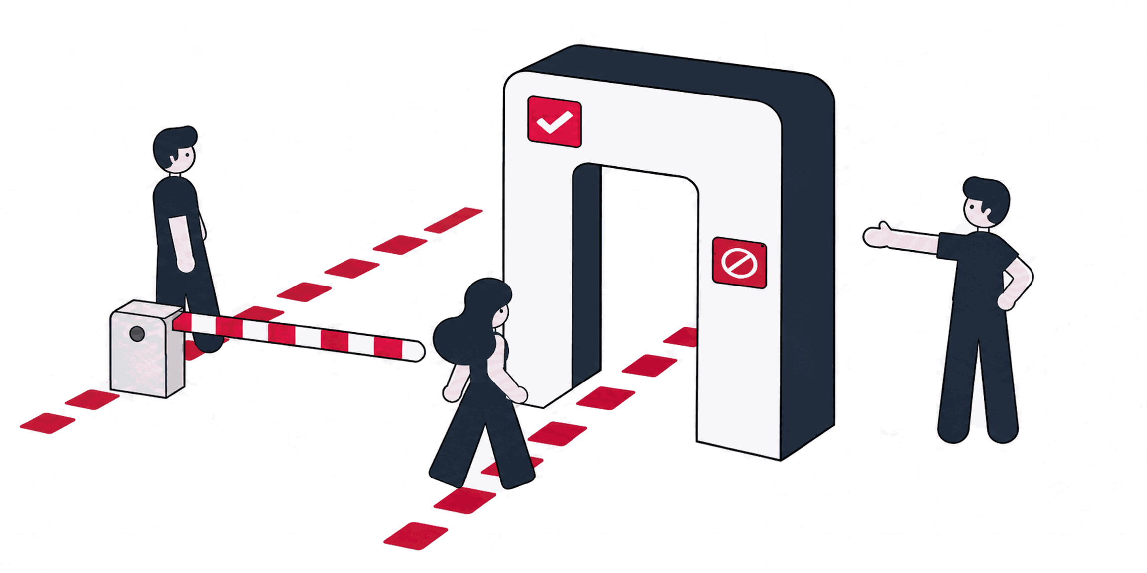 A gatekeeper at a consent gate with allowed and blocked signal lanes