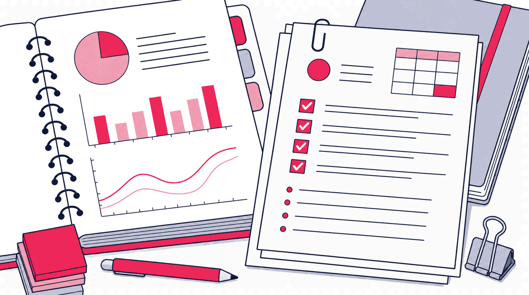 An insight deck and a one-page decision memo on a table