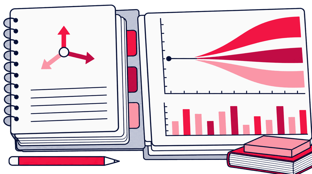 A scenario workbook and a forecast band chart