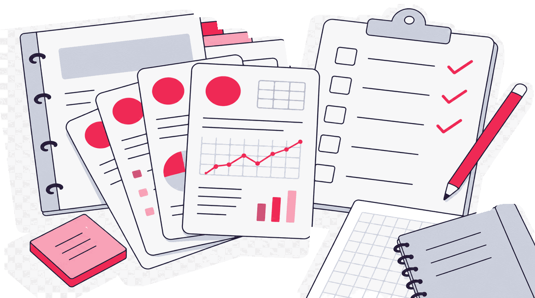 Event dictionary cards and a conversion checklist laid out on a table