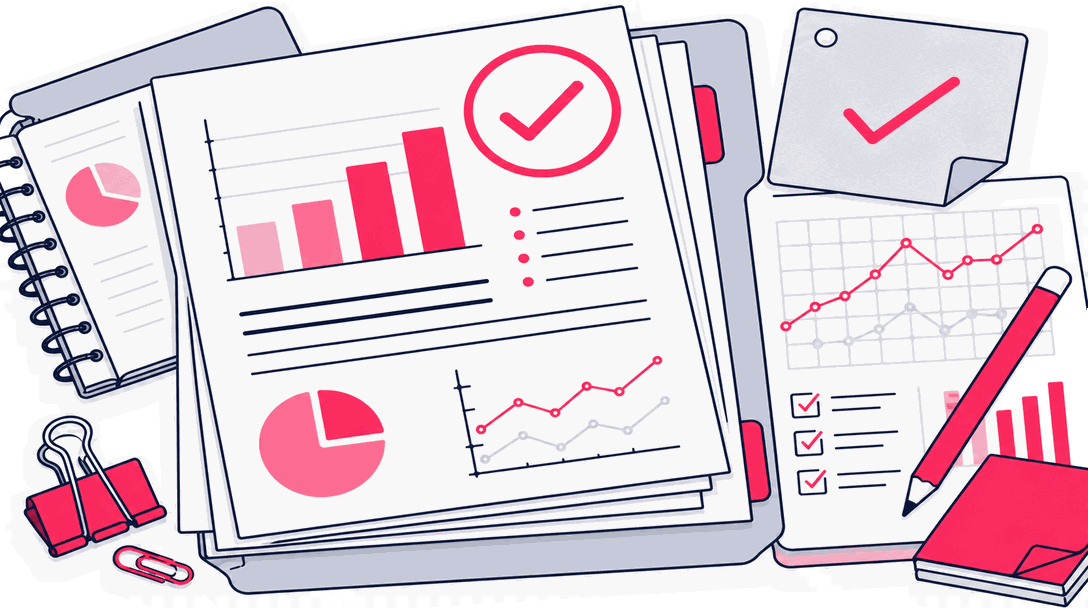 A validated report pack with a "checked" stamp and a variance note