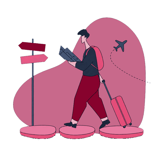 A team picking the marked path