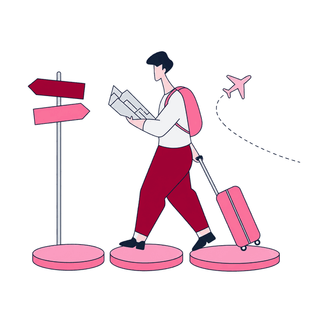 A team picking the marked path