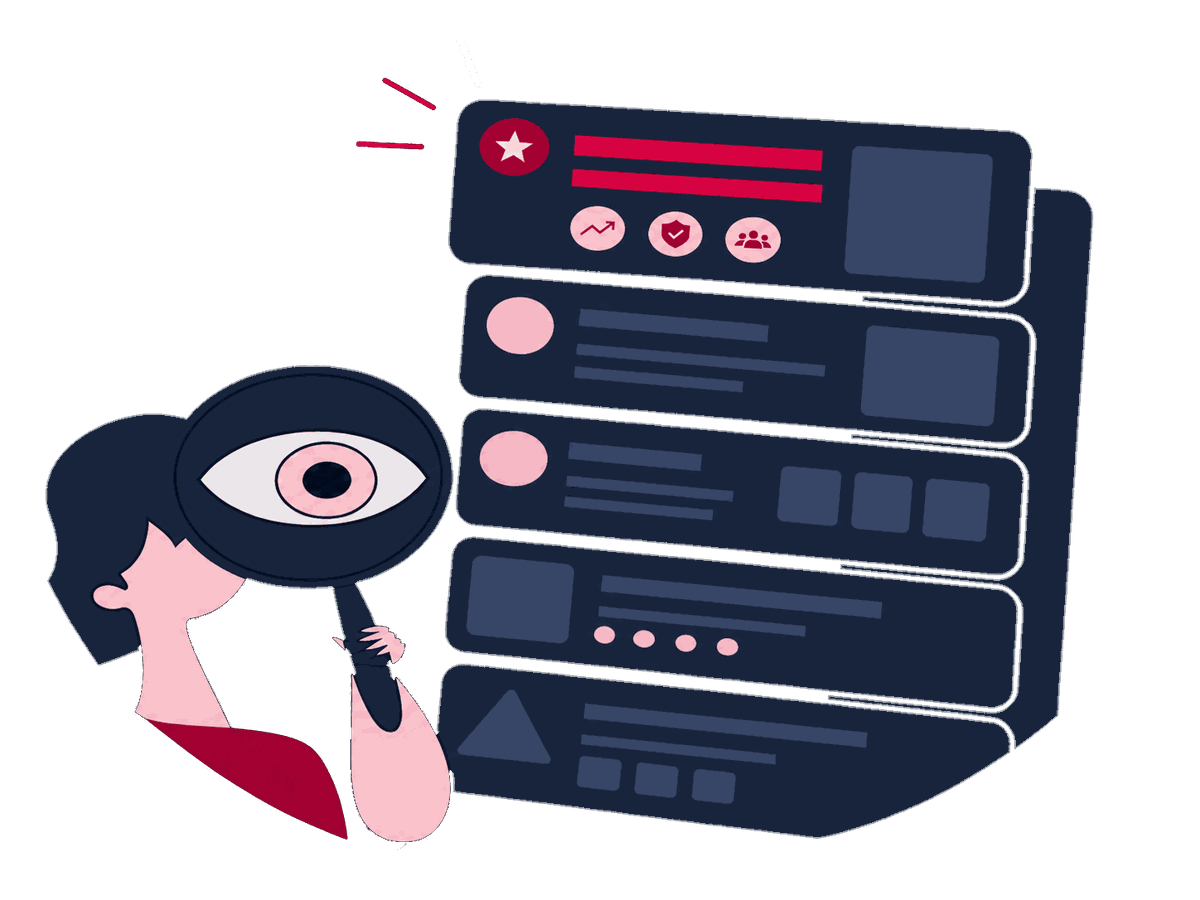A Zeo analyst compares two oversized search result scrolls and circles the meaningful gap between them.