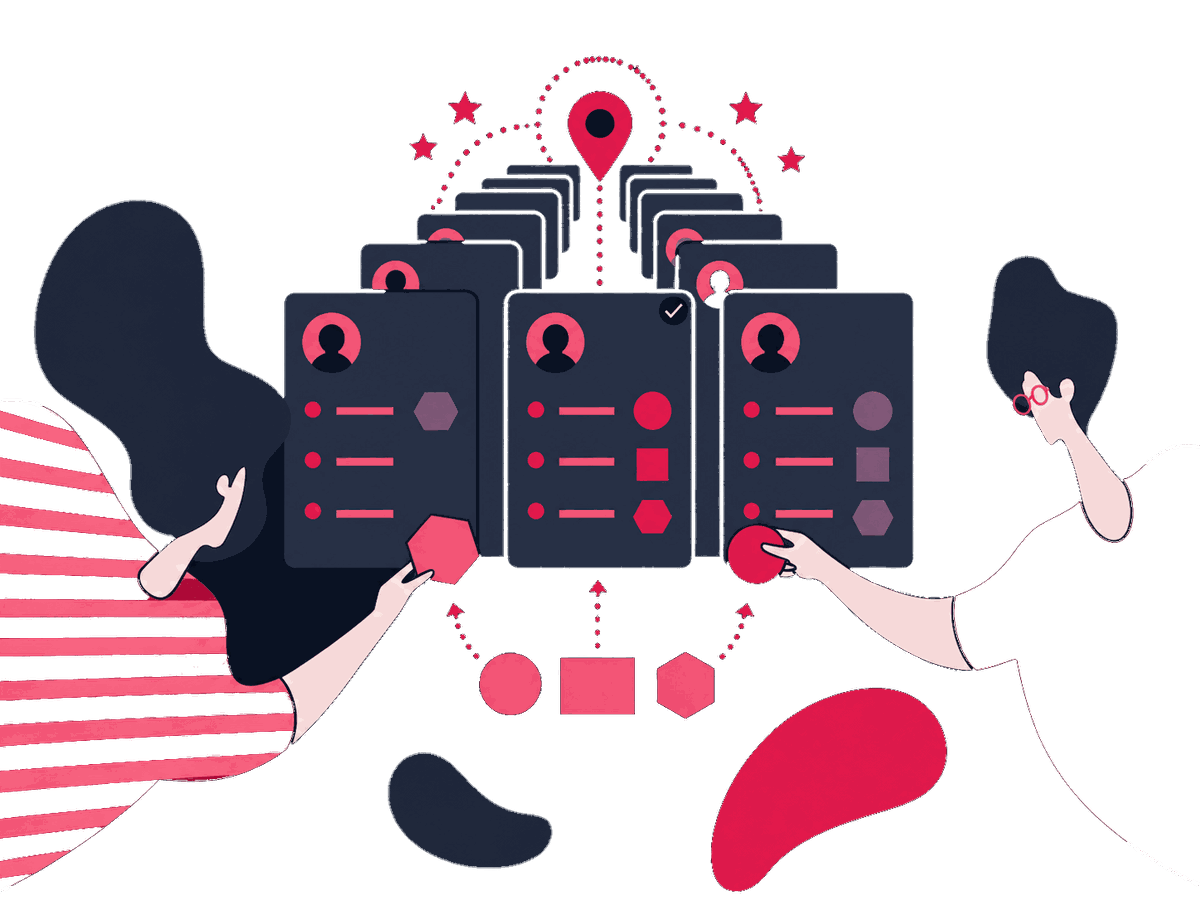 A specialist traces approved location details through several directory records, marking duplicates, corrections, and verified listings.