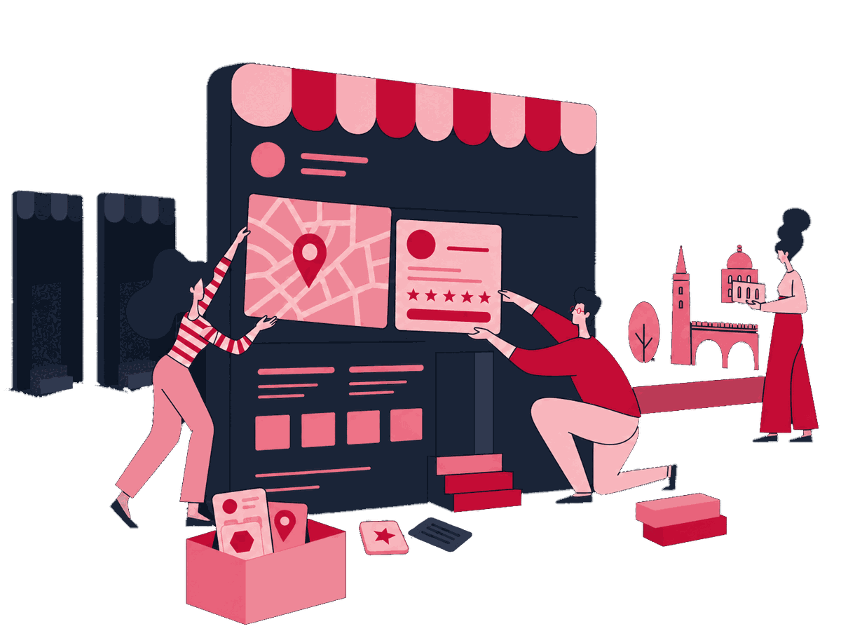 A content specialist arranges distinct location-page cards around a verified service map and rejects duplicated pages with no local evidence.