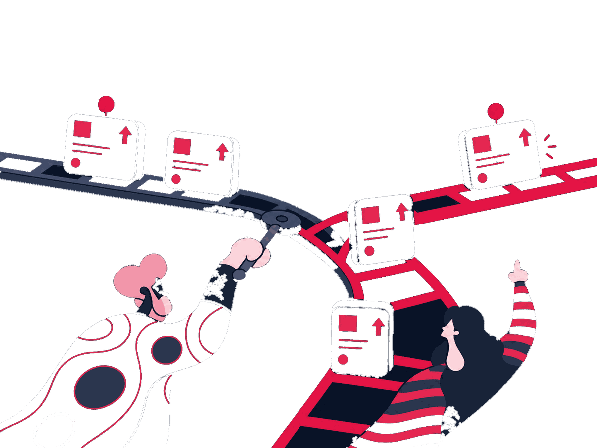 Two Zeo specialists route old URL cards across a tested bridge toward matching new pages while no-match cards stop at a review gate.