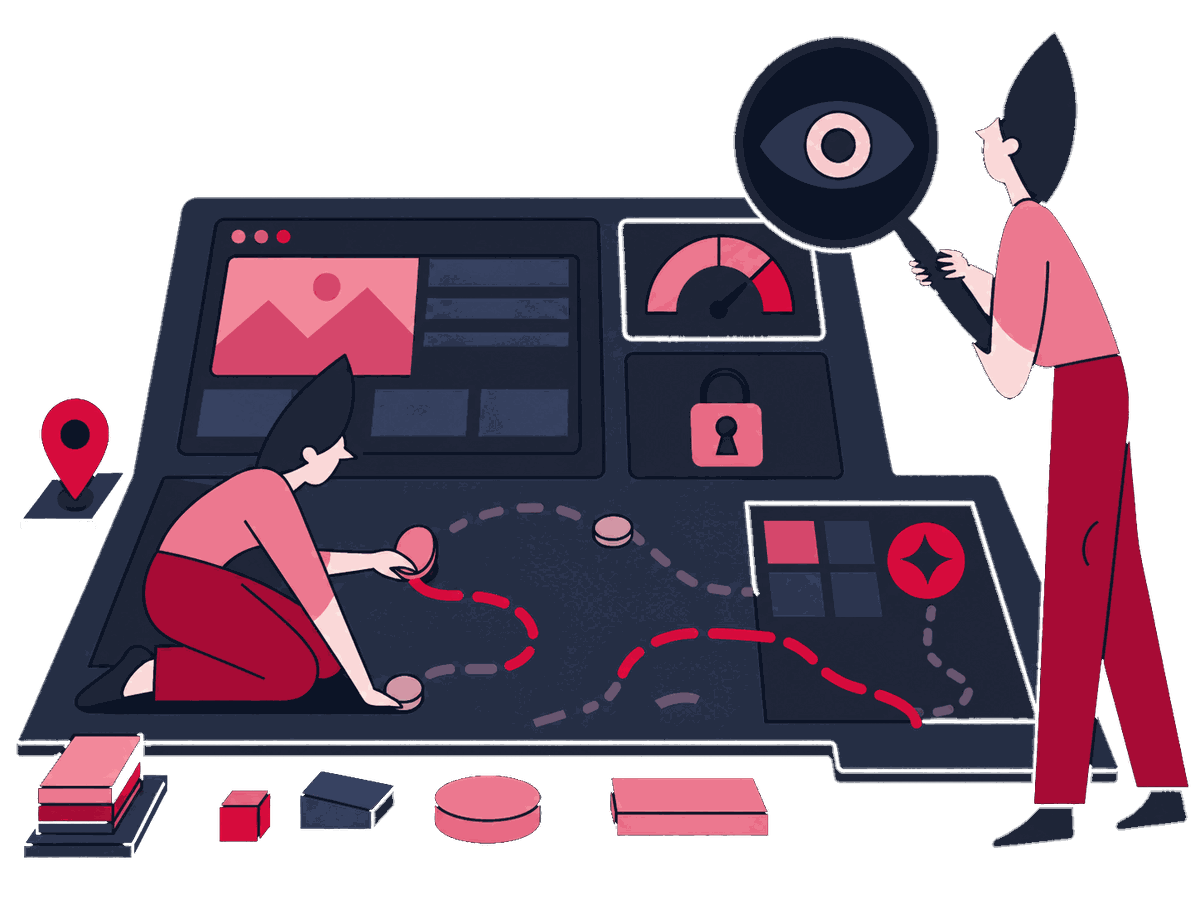 A Zeo analyst organizes a large pile of crawl alerts into root-cause groups on an evidence board, then moves a short priority stack to engineering.
