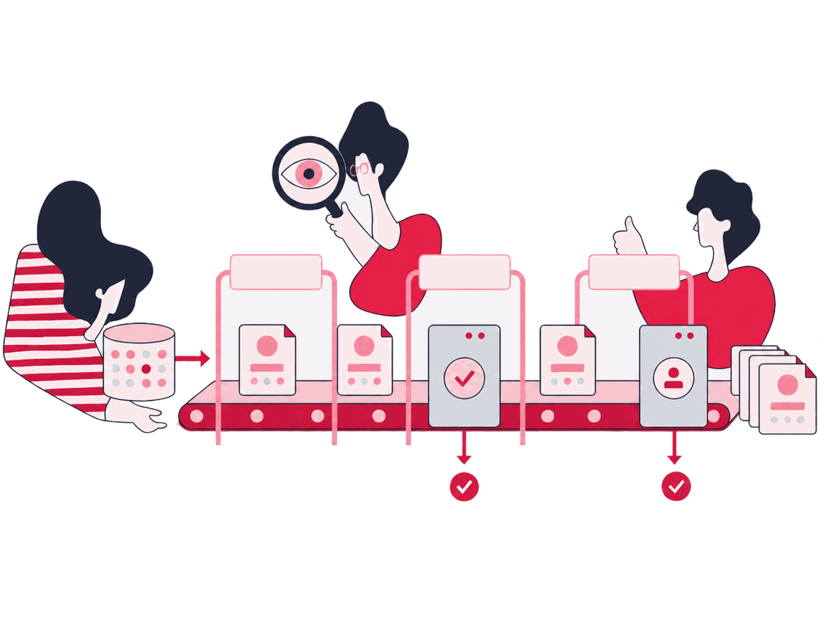 A Zeo specialist guides page records through transparent pipeline tubes toward a private preview, a human approval desk, and a guarded launch platform.