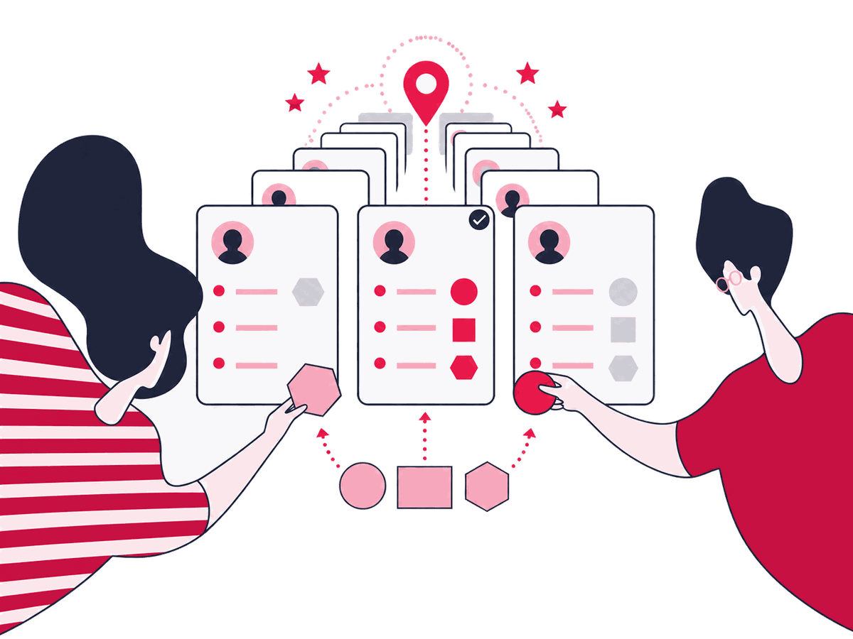 A specialist traces approved location details through several directory records, marking duplicates, corrections, and verified listings.