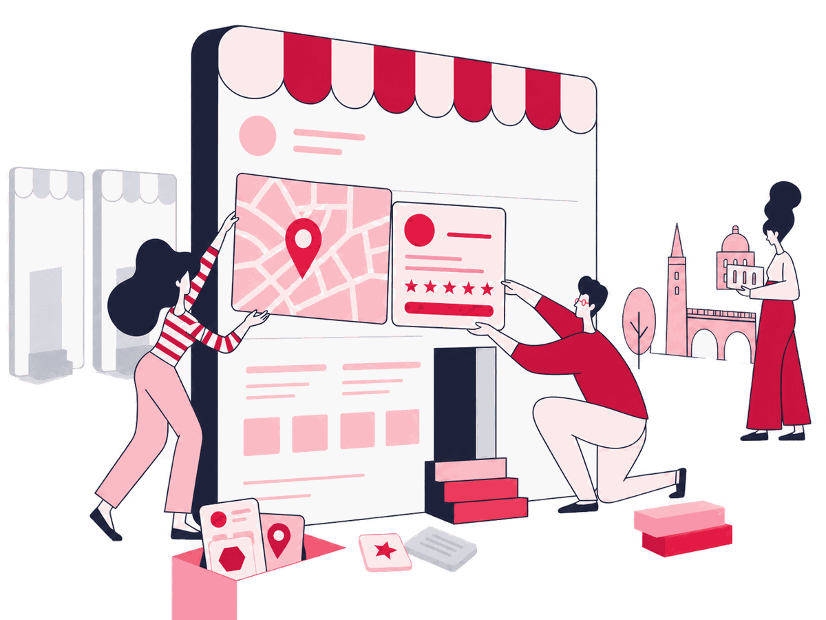 A content specialist arranges distinct location-page cards around a verified service map and rejects duplicated pages with no local evidence.