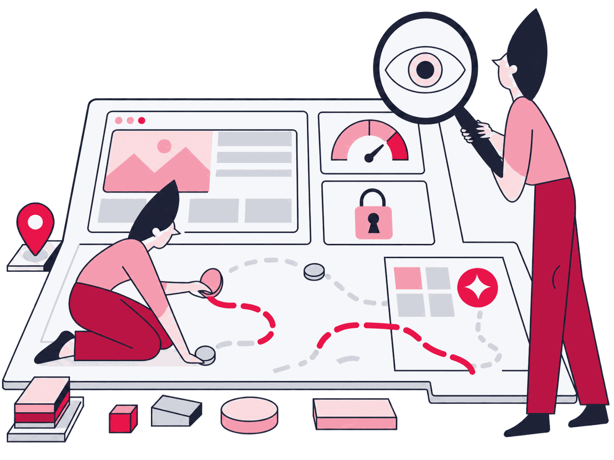A Zeo analyst organizes a large pile of crawl alerts into root-cause groups on an evidence board, then moves a short priority stack to engineering.