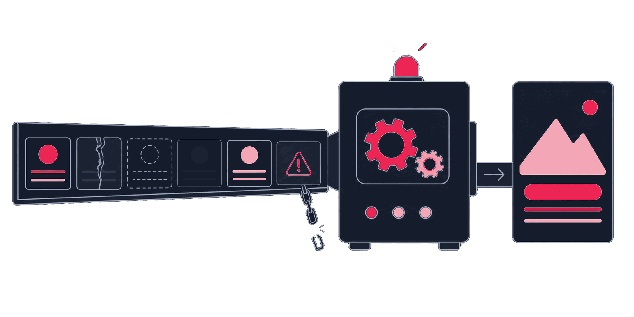 A product feed with stale items and a mismatched pixel event feeding a personalization engine that can't see the gap