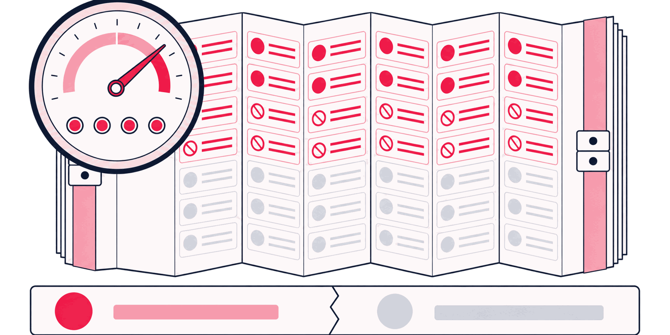 A dashboard reading complete and healthy while an unreviewed placement list sits untouched beside it