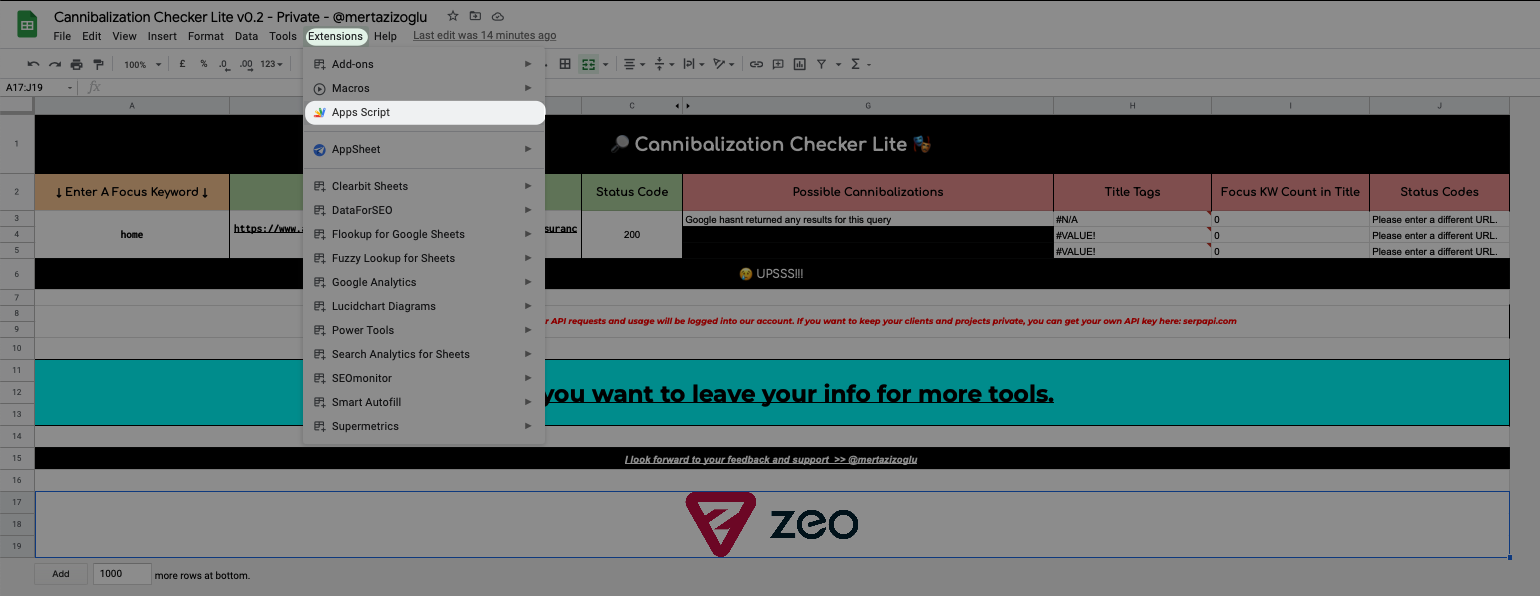 Cannibalization checker seo sheets4