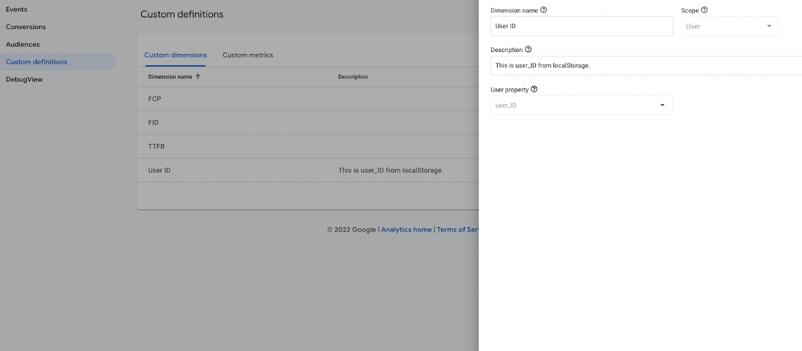 How to send user id to google analytics 4 custom definitions user id