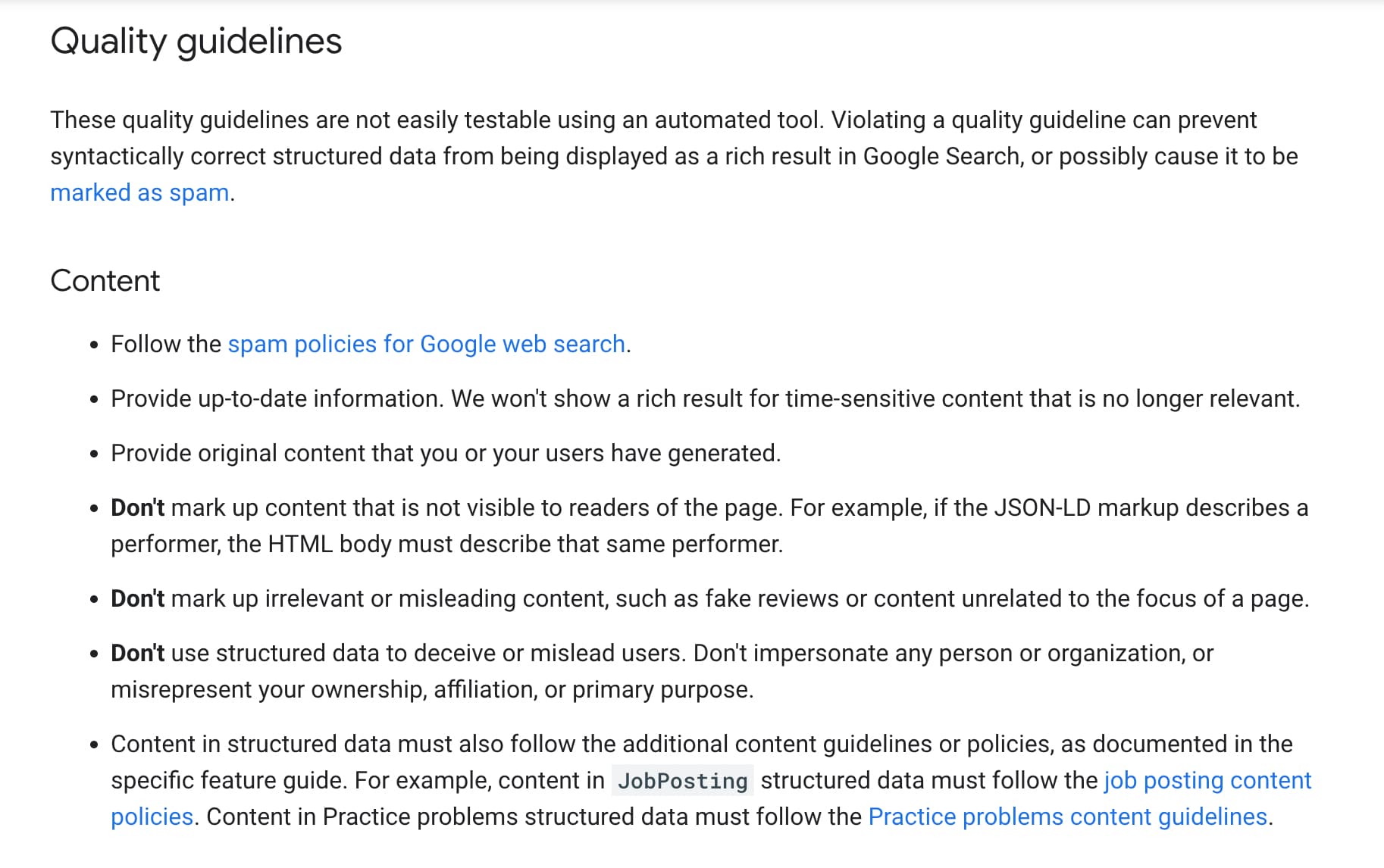 Quality guidelines
