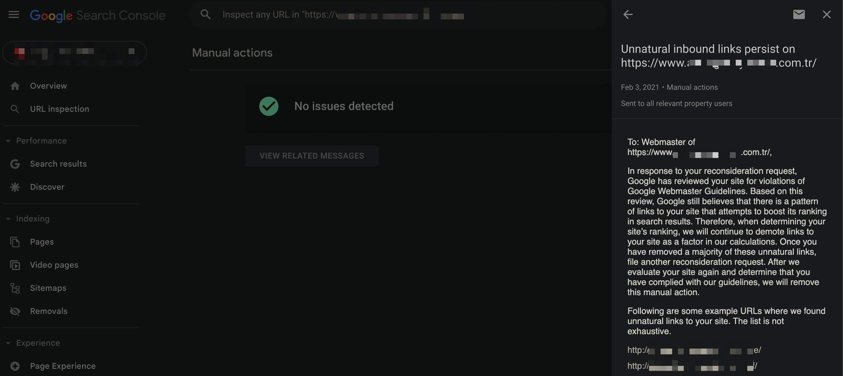 Search sonsole inbound links